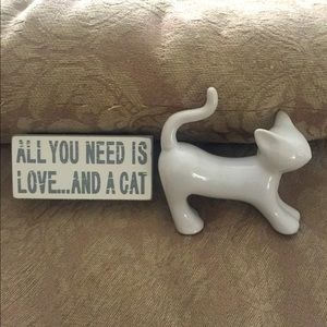 🐱Ceramic cat and sign🐱